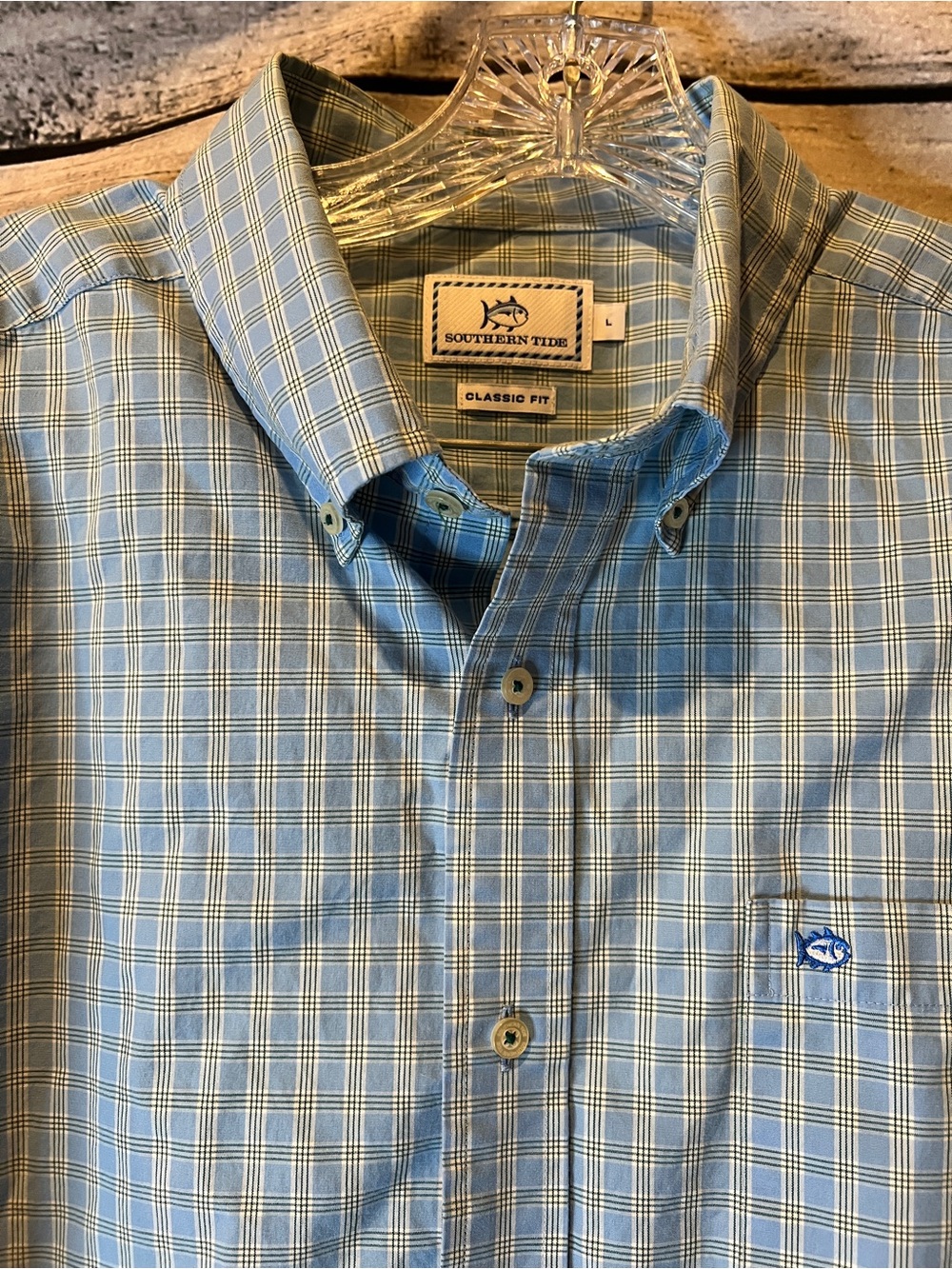 Southern Tide Light Blue Plaid Classic Fit Button-Down Shirt